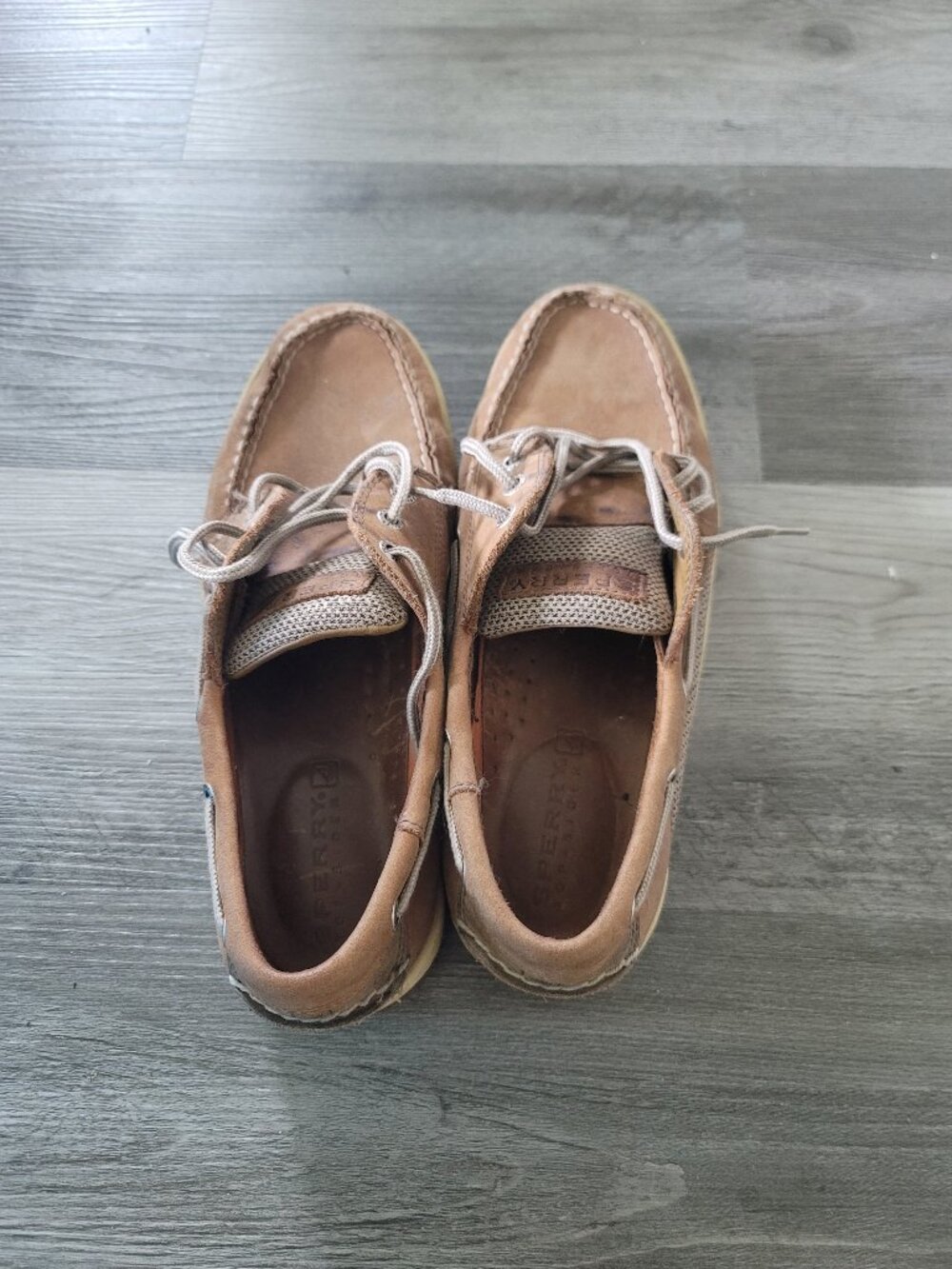 Mens brown leather Sperry Top Sider boat shoes - size 9M